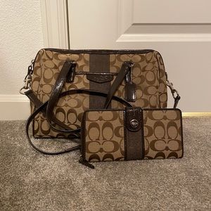 Brown Coach purse and wallet set